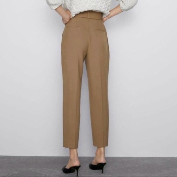 NWT ZARA High Waisted Trousers Belted Pants Blogger Favorite Size S - Picture 4 of 13